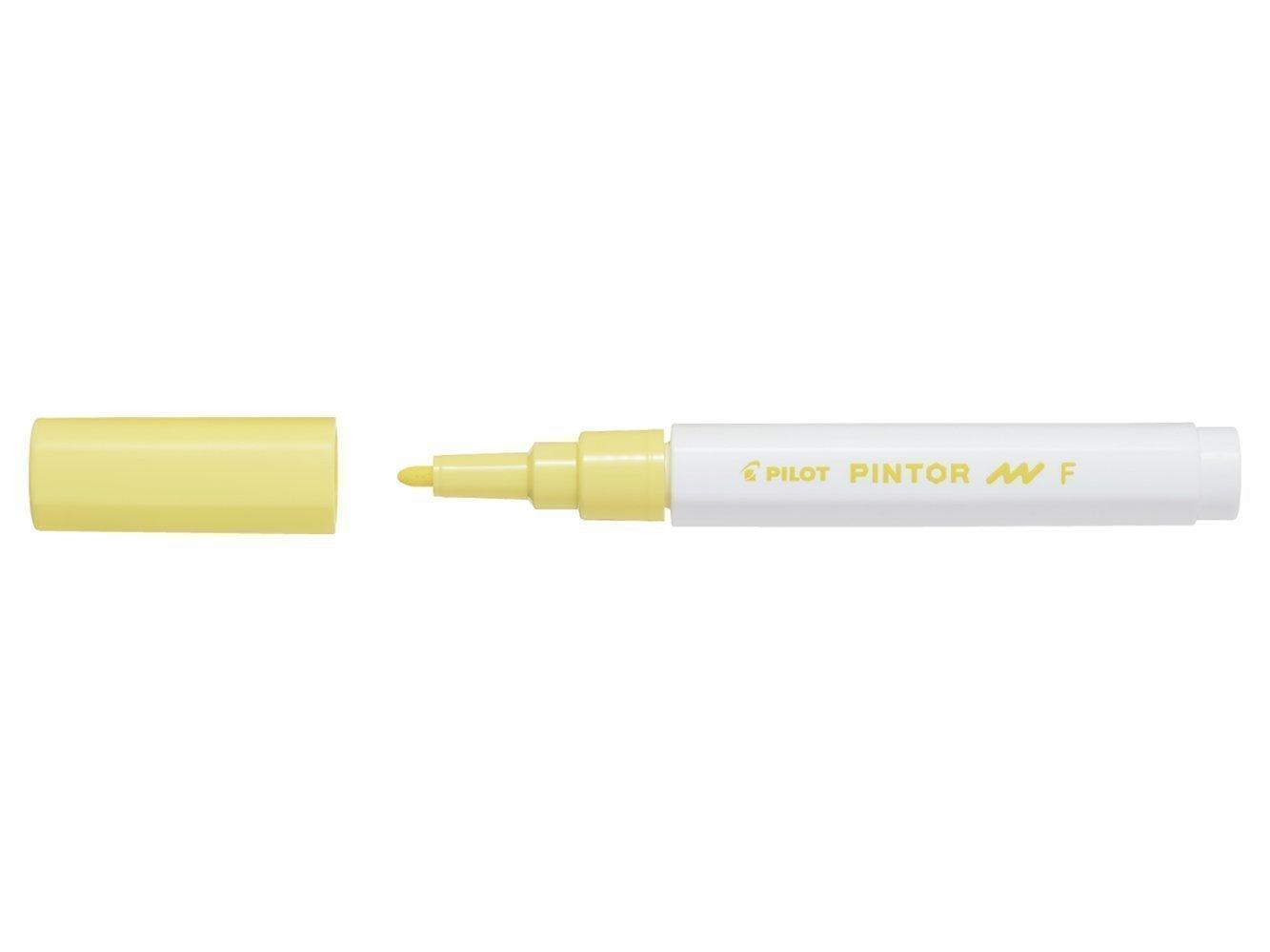 Marqueur peinture Pilot Pintor - Pointe fine 1.0 mm Jaune pastel, encre opaque pour loisirs créatifs toutes surfaces