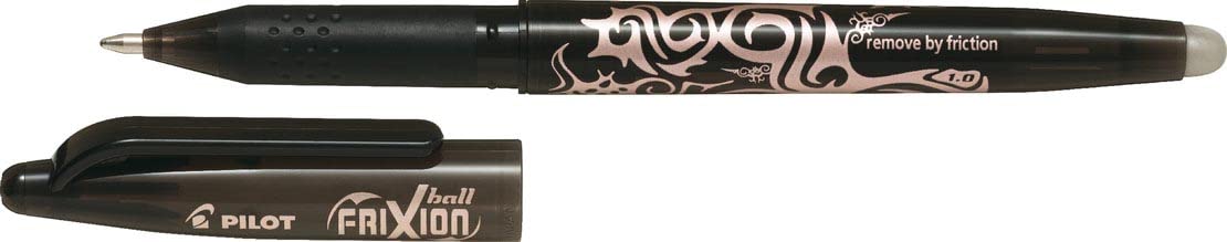Stylo roller effaçable Pilot FriXion Ball 1.0mm - Noire Pointe moyenne pour écriture réversible au bureau et à l'école