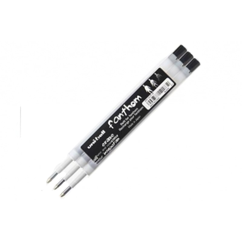 Recharges stylo thermosensible UNIBALL FANTHOM - Noir, 3 unités, pour écriture effaçable
