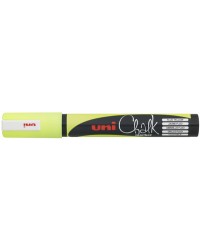Marqueur Craie Liquide Uniball PWE-5M - Jaune fluo Ogive Moyen pour Tableaux et Verre 1.8/2.5mm