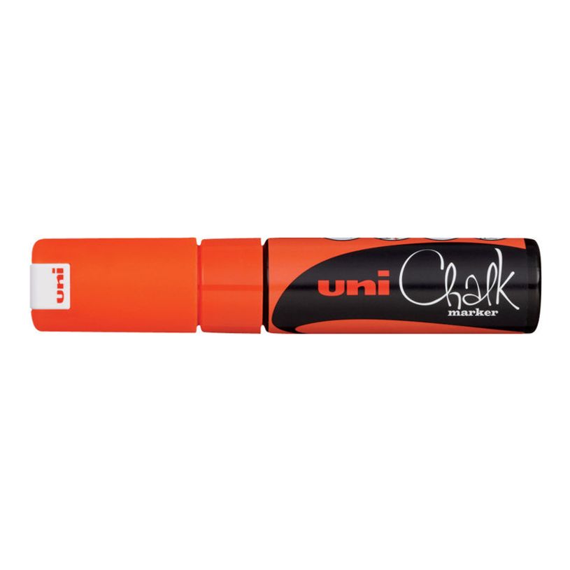 Marqueur Craie Liquide Uniball PWE-8K O FLUO - Orange Fluo Large Biseautée pour Tableaux 8mm