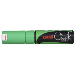 Marqueur Craie Liquide Uni-Ball PWE-8K Vert Fluo - Pointe Large Biseautée pour Surfaces Lisses 8mm