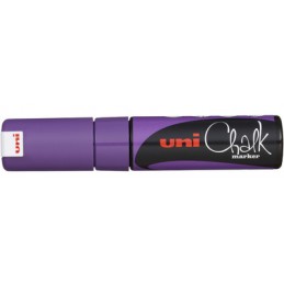 Marqueur Craie Liquide Uniball PWE-8K VT - Violet Large Pointe Biseautée pour Tableaux et Vitres 8mm