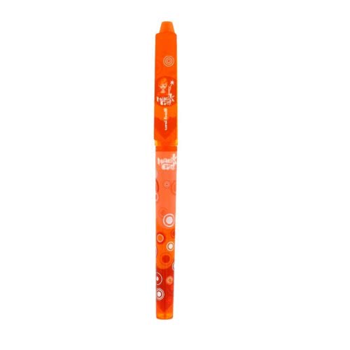 Stylo roller Uniball Magik Girl - encre gel orange effaçable rechargeable - pointe fine 0,7 mm pour écriture scolaire et bureau