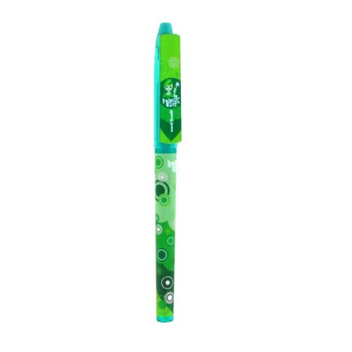 Stylo roller Uniball Magik Girl - encre gel verte effaçable rechargeable - pointe fine 0,7 mm pour écriture scolaire et bureau