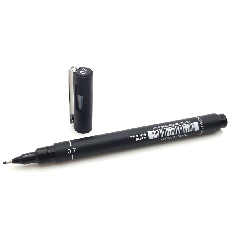 Feutre technique UNI PIN - pointe calibrée 0.7 mm - noir pour dessin technique et écriture précise