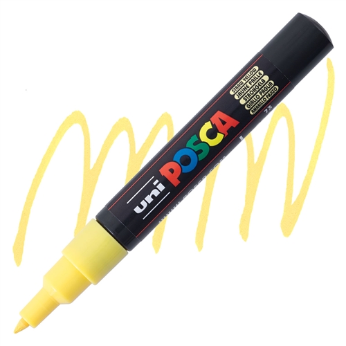 Marqueur à peinture UNI-BALL POSCA PC1MC - Pointe conique extra-fine 0,7-1mm Jaune paille pour dessin et marquage