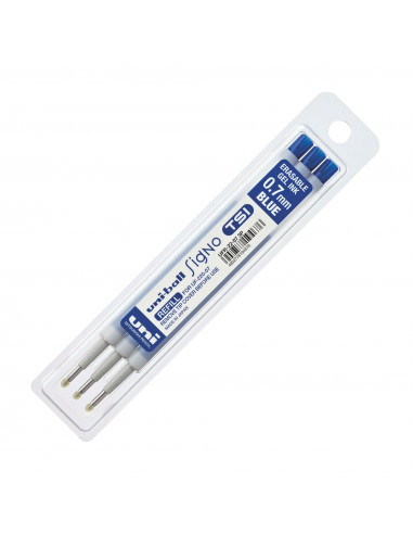 Recharges Uniball Roller Signo - Encre Gel Effaçable Pointe Moyenne 0.7mm Bleu pour Stylo