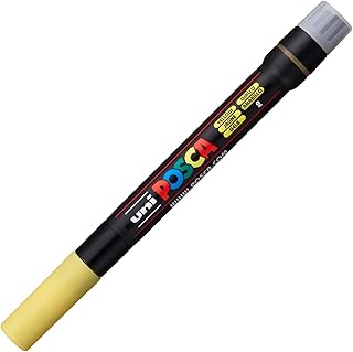 Marqueur pinceau Uni-Ball Posca Brush PCF-350 - Jaune pour dessin et calligraphie, loisirs créatifs