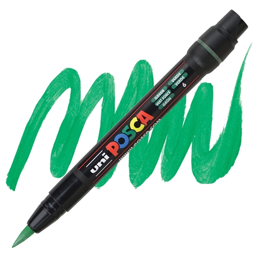 Marqueur pinceau Uni-Ball Posca Brush PCF-350 - Vert foncé pour dessin et calligraphie, loisirs créatifs