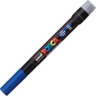 Marqueur pinceau Uni-Ball Posca Brush PCF-350 - Bleu foncé pour dessin et calligraphie