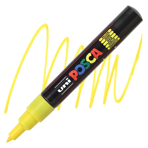Marqueur à peinture UNI-BALL POSCA PC1MC - Pointe conique extra-fine 0,7-1mm Jaune pour dessin et marquage