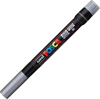 Marqueur pinceau Uni-Ball Posca Brush PCF-350 - Argent pour dessin et calligraphie, loisirs créatifs
