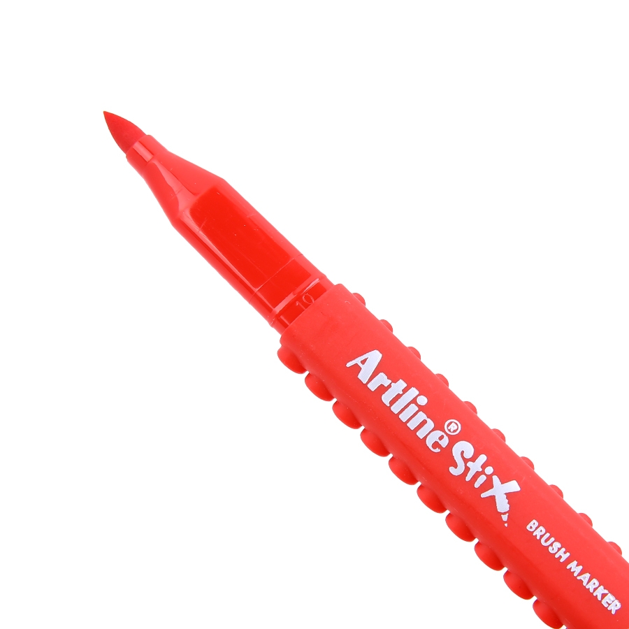 Marqueur pinceau Artline Stix Brush Marker - Couleur Red pour dessin et coloriage
