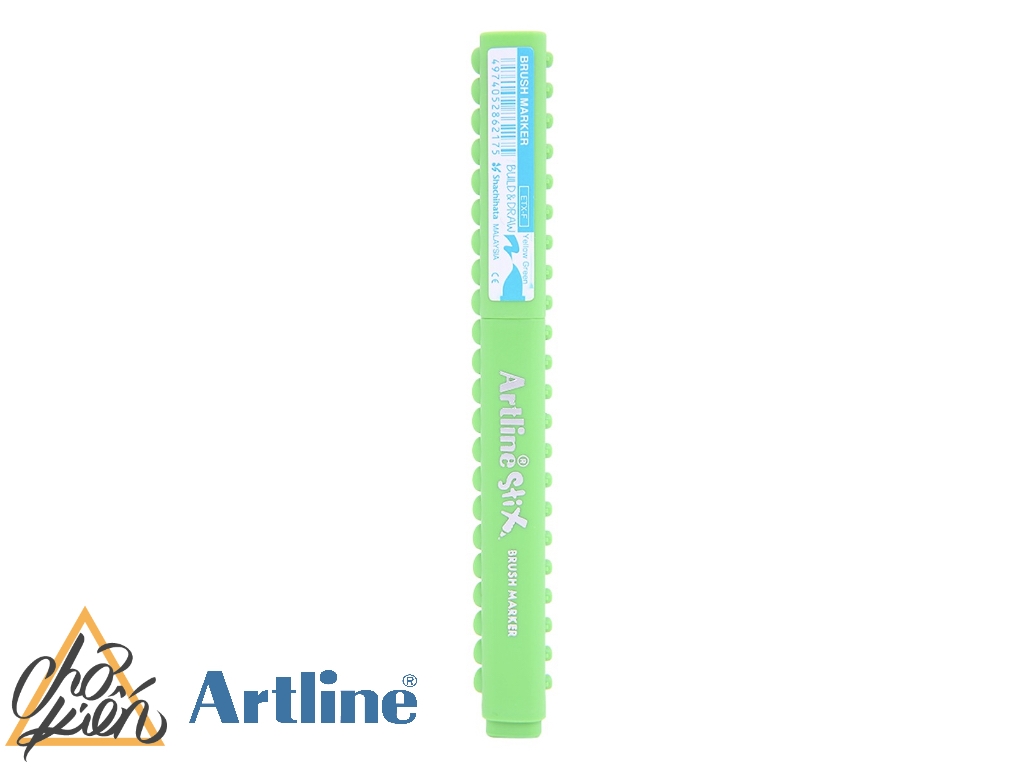 Marqueur pinceau Artline Stix Brush Marker - Couleur Yellow Green pour dessin et coloriage