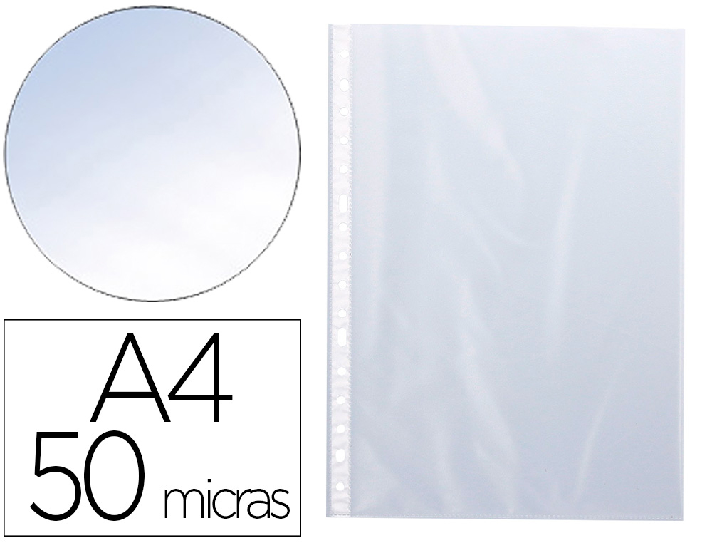 Pochette Q-Connect polypropylène lisse A4 cristal antistatique - 5/100e perforée, sachet de 10 unités pour classement et archivage