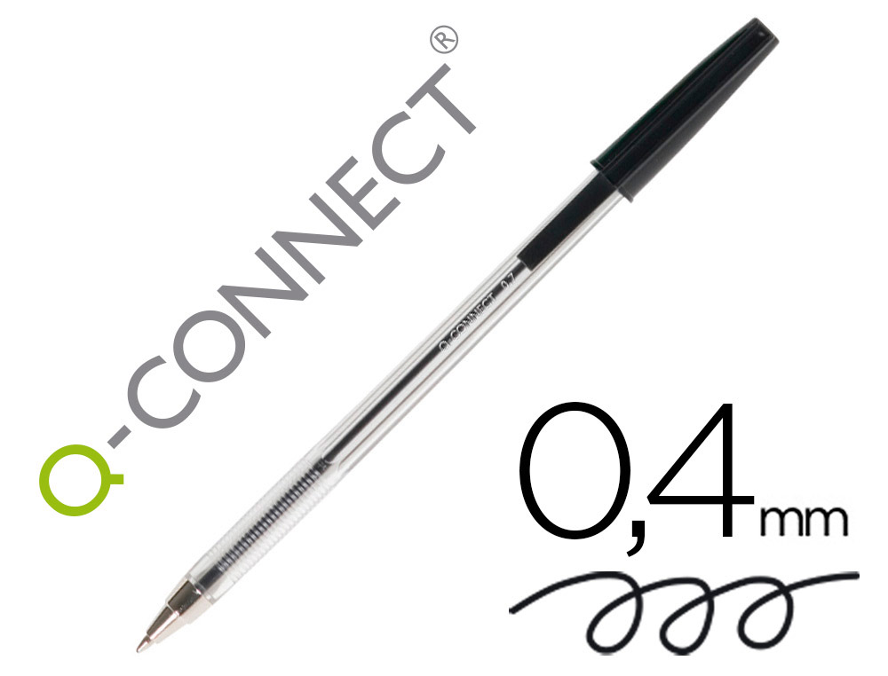 Stylo-bille Q-Connect - écriture moyenne 0.7mm - encre classique noire - capuchon couleur - pour écriture scolaire et bureau