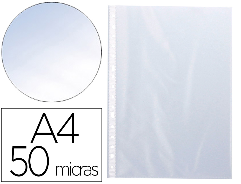 Pochettes polypropylène Q-Connect perforées cristal antistatiques A4 210x297 mm boîte 100 unités pour classement et organisation