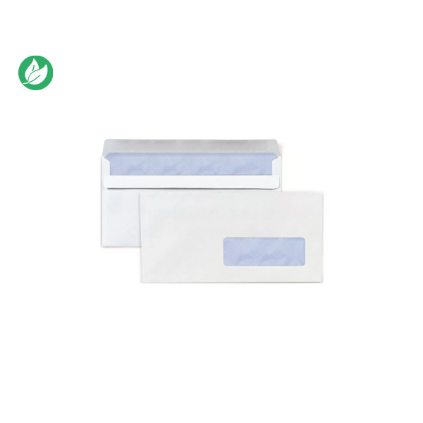 Enveloppe blanche DL 110 x 220 mm 80g avec fenêtre 45 x 100 mm pour bureau et correspondance professionnelle