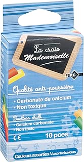 Craies anti-poussière JPC Créations - Boîte de 10 craies assorties pour tableau noir et blanc