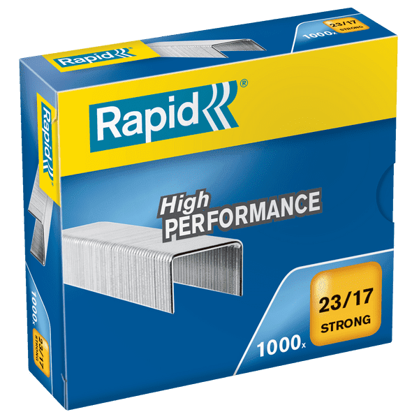 Agrafes Rapid 23/17 Strong galvanisées - boîte de 1 000 agrafes pour bureau et usage professionnel
