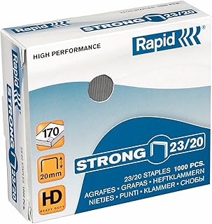 Agrafes Rapid Strong 23/20 - Boîte de 1000, Galvanisé pour Usage Bureau et Atelier