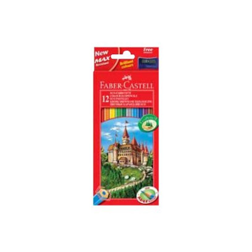 Crayons de couleur Faber-Castell - 12 pièces multicolores pour dessin et coloriage