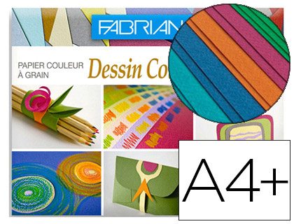 Papier dessin Fabriano A4+ 160g couleur - Pochette 12 feuilles aux coloris vifs pour dessin et loisirs créatifs