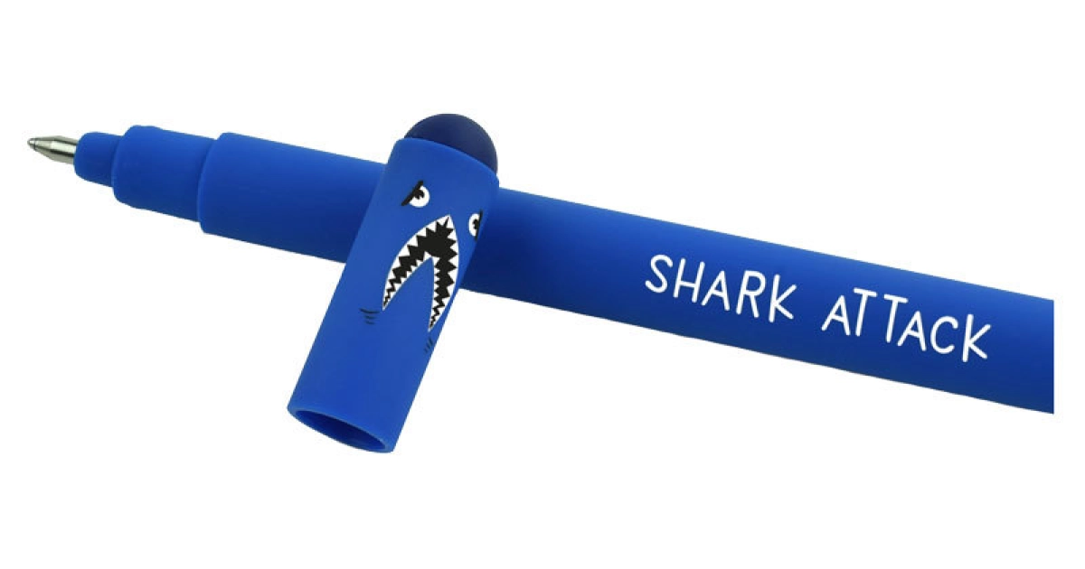Stylo gel effaçable Legami - Bleu motif shark - Pour écriture fluide et précise - Usage scolaire et bureau