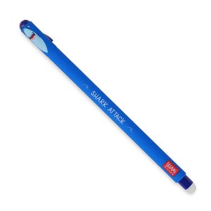 Stylo gel effaçable Legami - Bleu motif shark - Pour écriture fluide et précise - Usage scolaire et bureau