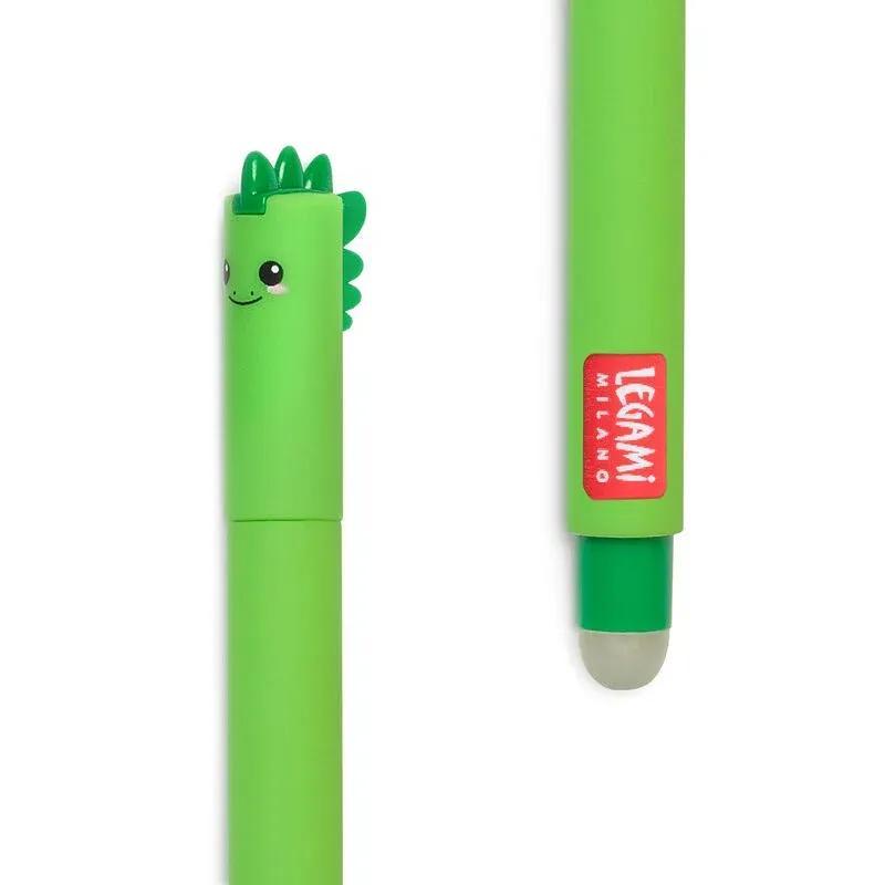 Stylo gel effaçable Legami - Encre verte thermosensible 0,7 mm - Thème Dino pour écriture précise
