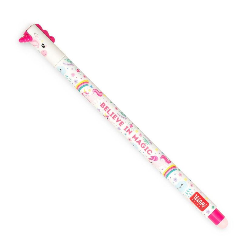 Stylo gel effaçable Legami licorne - encre rouge pour écriture scolaire et bureau