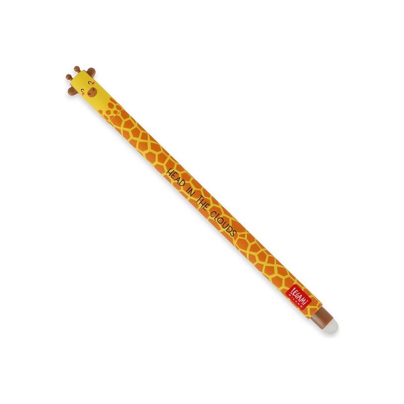 Stylo à encre gel effaçable Legami - Girafe noir - Pointe moyenne pour écriture fluide