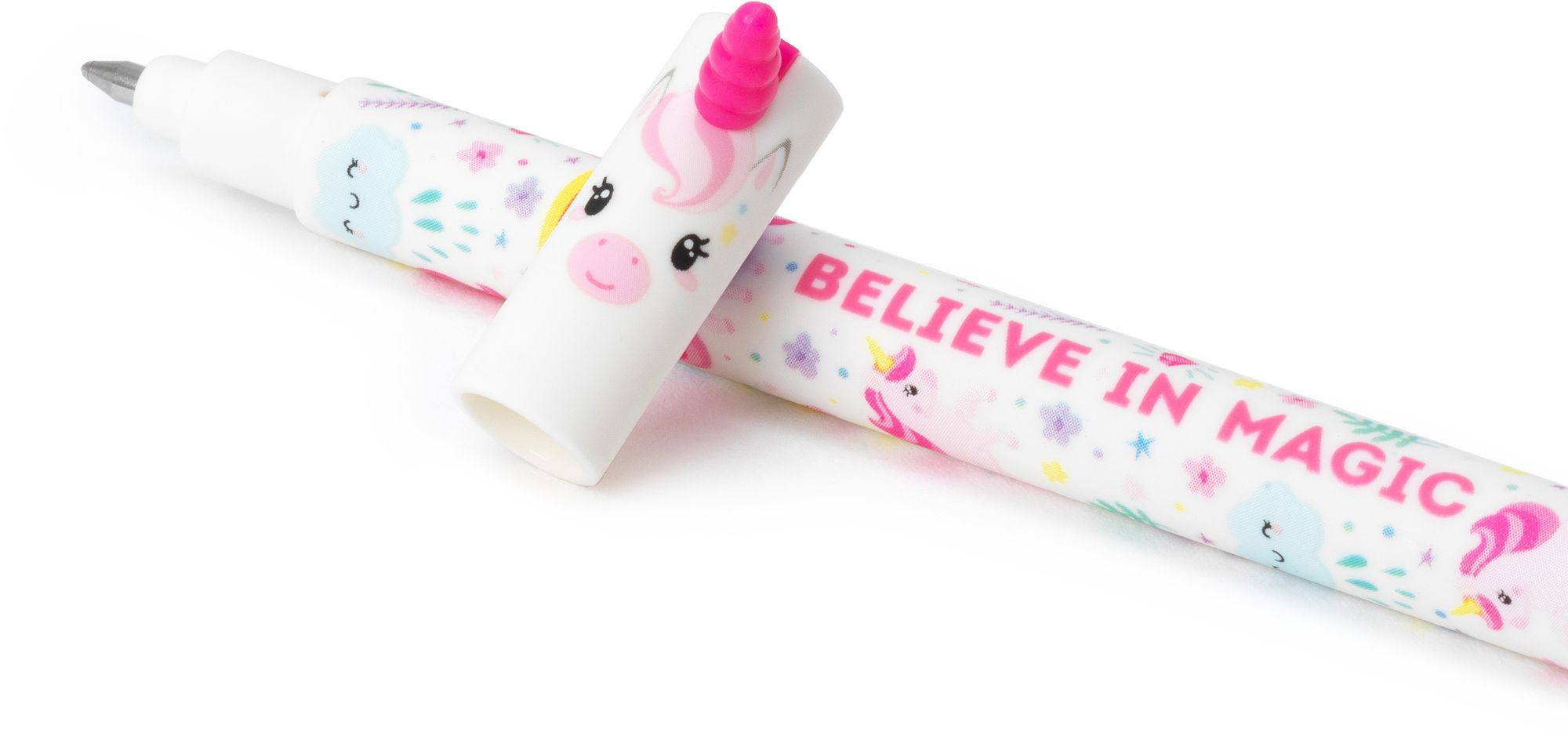 Stylo à encre gel effaçable Legami - Licorne - Rose - Pointe moyenne 0,7 mm pour écriture créative