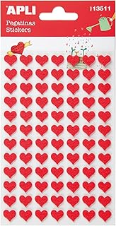 Stickers APLI Coeurs en feutres Rouge - Autocollants décoratifs pour projets créatifs et correspondance