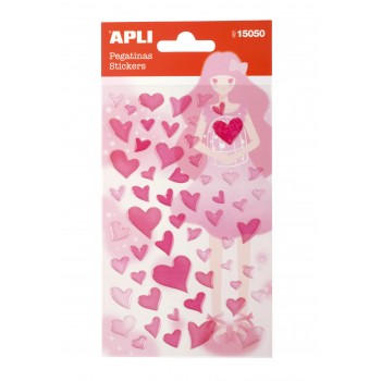 Stickers APLI Coeurs roses - Autocollants décoratifs pour projets créatifs et correspondance Saint-Valentin