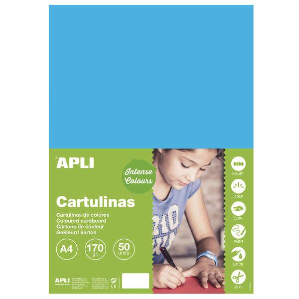 Carton Apli Bleu Moyen A4 170g 50 Feuilles pour loisirs créatifs et arts manuels