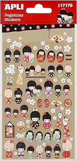 Stickers APLI Poupée Kokeshi - Autocollants décoratifs pour projets créatifs et correspondance