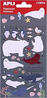 Stickers APLI Animaux de mer créatures marines - Autocollants décoratifs pour loisirs créatifs et papeterie