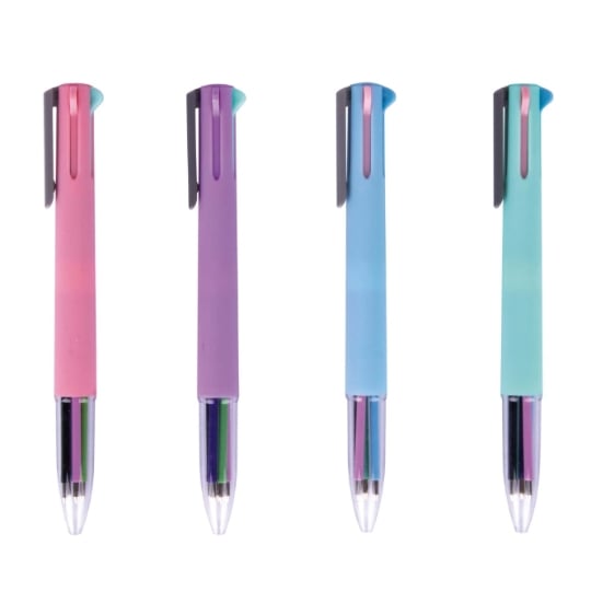 Stylo-bille Apli 5 couleurs pastel assorties - écriture fluide pour école et bureau