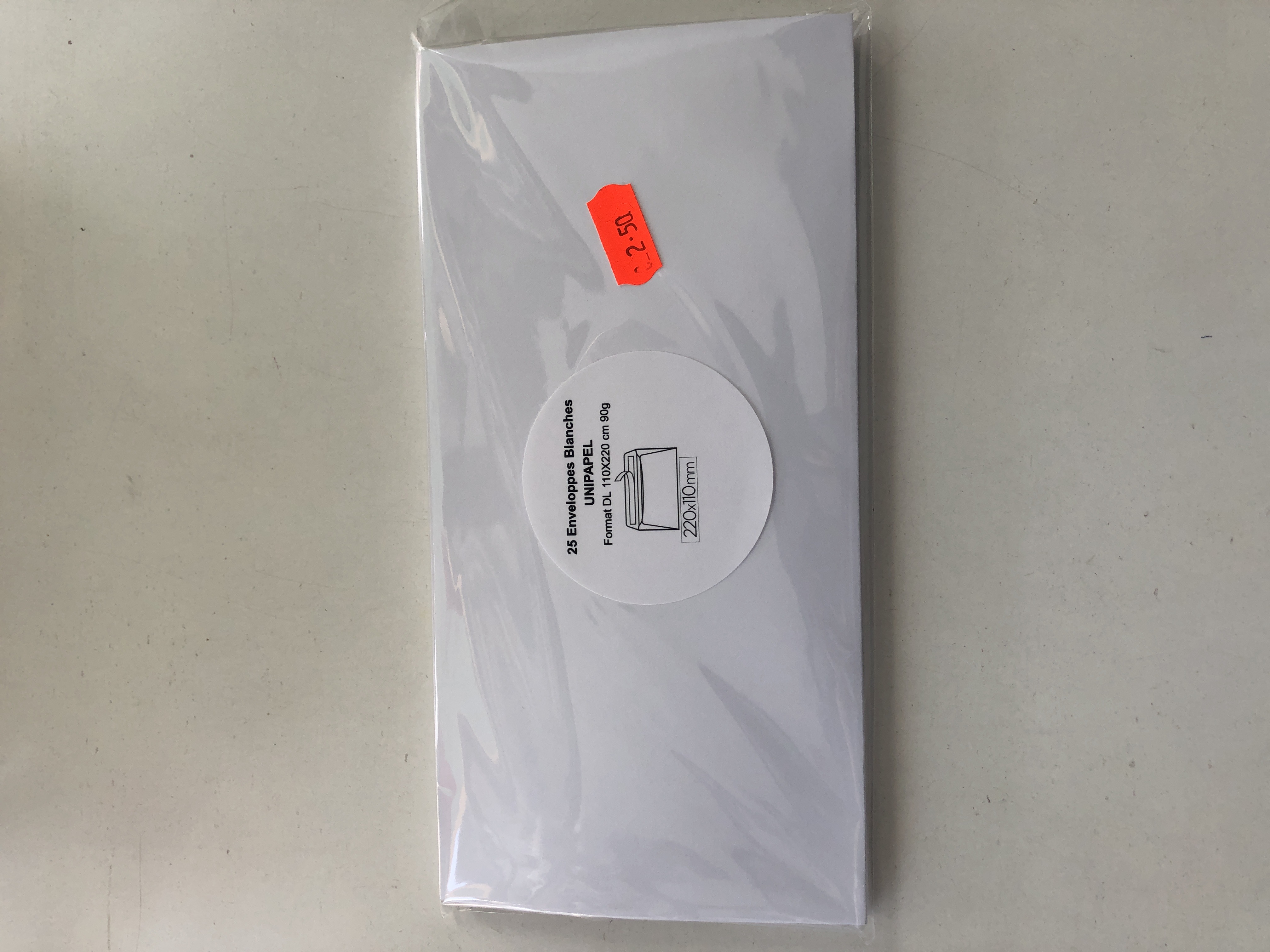 Enveloppes Blanc UNIPAPEL Format DL 110x220 mm 90g - Lot de 25 pour courrier professionnel ou personnel
