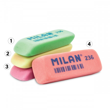 Gomme en caoutchouc rectangulaire Milan 236 - Gomme à effacer pour papier et croquis