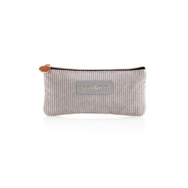 Trousse grise GO FOR IT - Compartiment unique Fermeture éclair pour fournitures scolaires