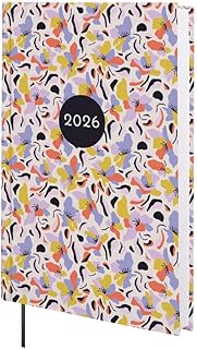 Agenda Finocam 2026 - 1 Jour par Page, Janvier-Décembre, Élastique, Signet Ruban, Couverture Rigide Porto Design, Mauve - Usage International