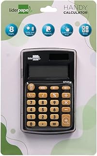Calculatrice Liderpapel Poche XF05 - 8 Chiffres Solaire et Piles Couleur Noire 98x62x8mm pour Bureau