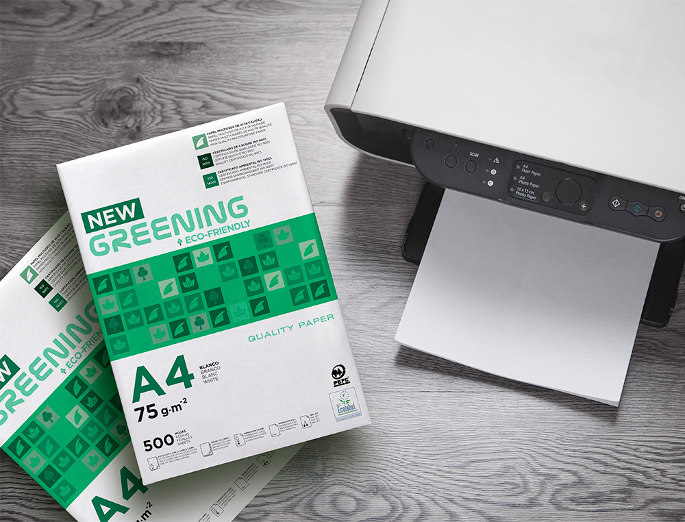 Carton x5 Ramettes Papier multifonction Greening A4 75g - Ramette 500 feuilles pour imprimante et photocopieur bureau