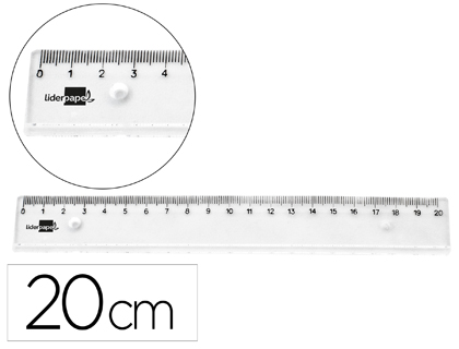 Règle plastique transparent Liderpapel 20 cm - incassable pour géométrie scolaire et bureau