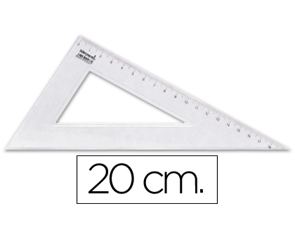 Équerre Liderpapel 60 degrés 20 cm biseautée graduée en millimètres transparente pour dessin technique et géométrie