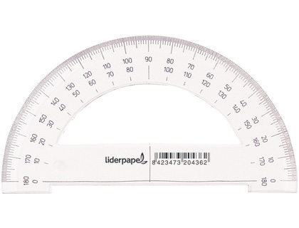 Rapporteur Liderpapel 180 degrés plastique transparent base 14 cm - deux échelles opposées pour mesure précise en géométrie scolaire