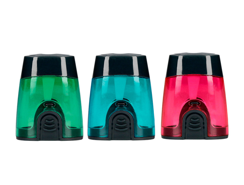 Taille-crayon Liderpapel plastique avec réservoir et lame métal - usage unique coloris assortis pour crayons et crayons de couleur